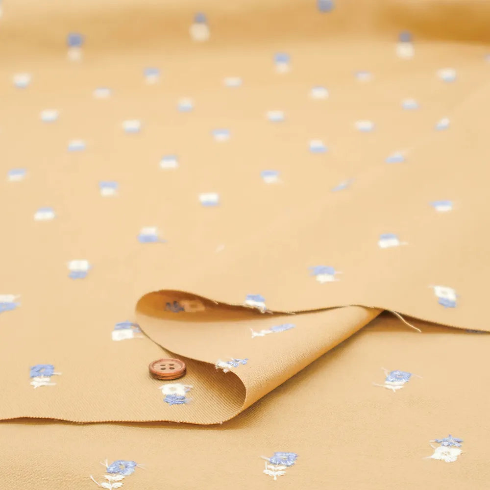 Cotton Twill Embroidered Fabric - Mini Flowers - nomura tailor