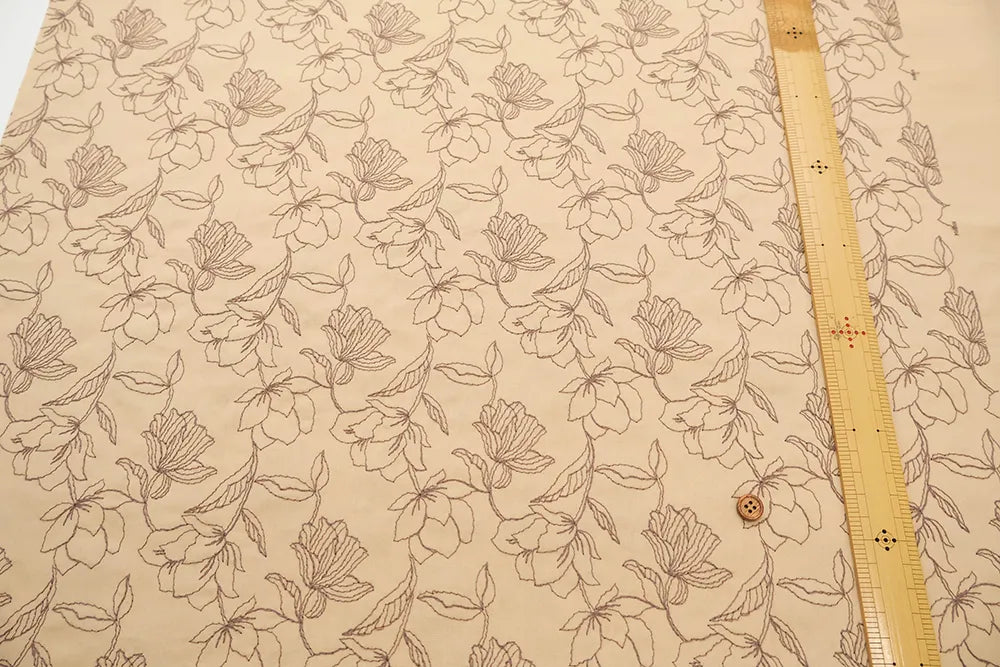 Cotton Broad Embroidered Fabric - Flowers - nomura tailor