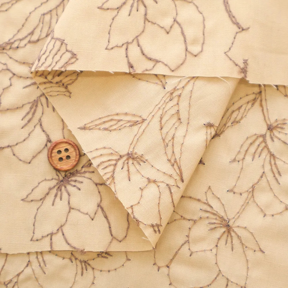 Cotton Broad Embroidered Fabric - Flowers - nomura tailor