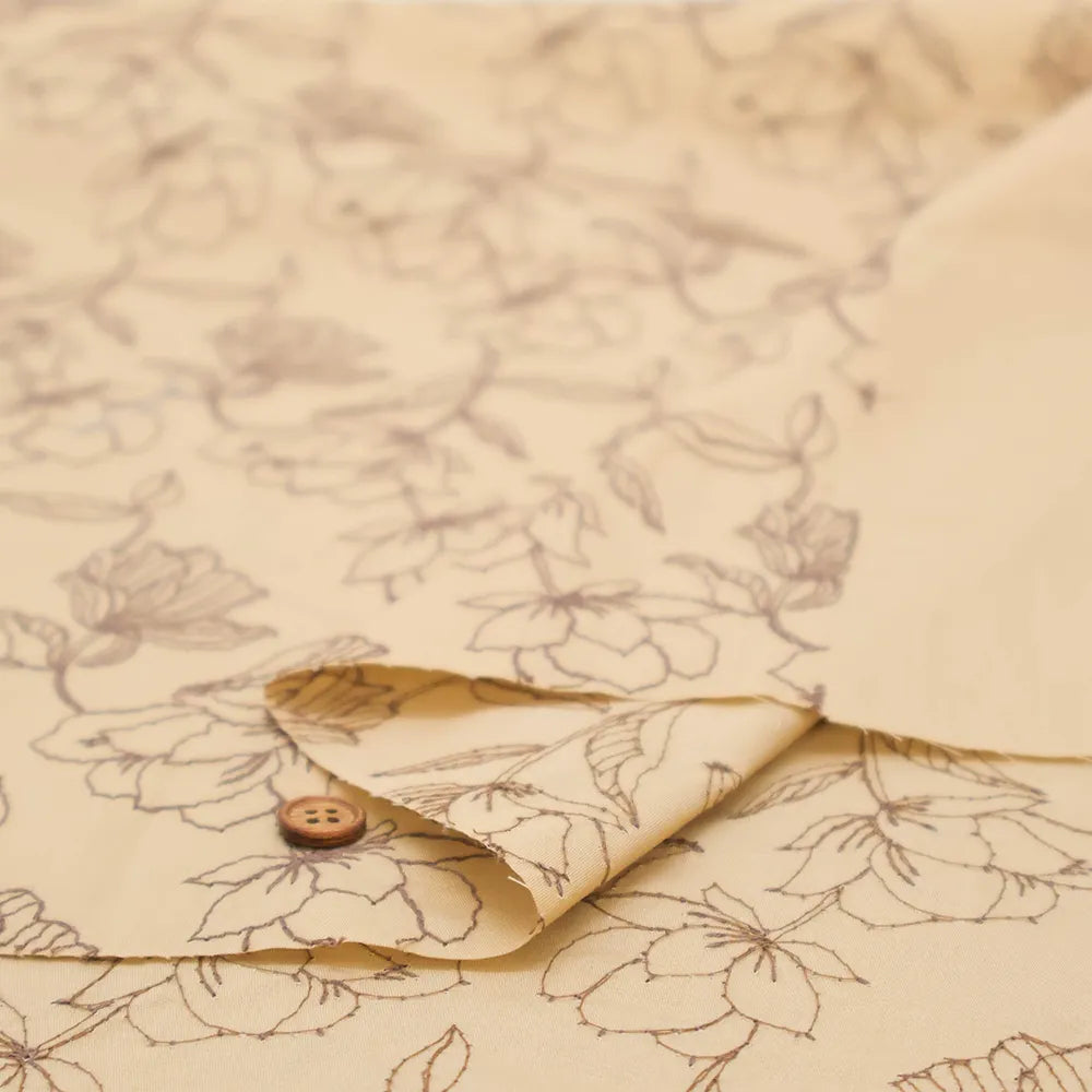 Cotton Broad Embroidered Fabric - Flowers - nomura tailor