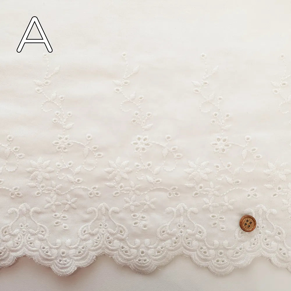 Made in China Cotton Cambric Scallop Lace Fabric - Flowers - nomura tailor