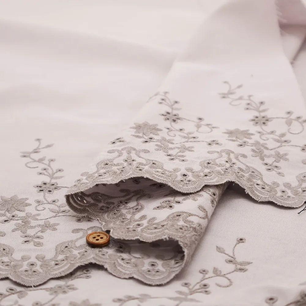 Made in China Cotton Cambric Scallop Lace Fabric - Flowers - nomura tailor