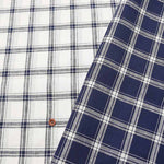 Navy linen check fabric 1 - nomura tailor