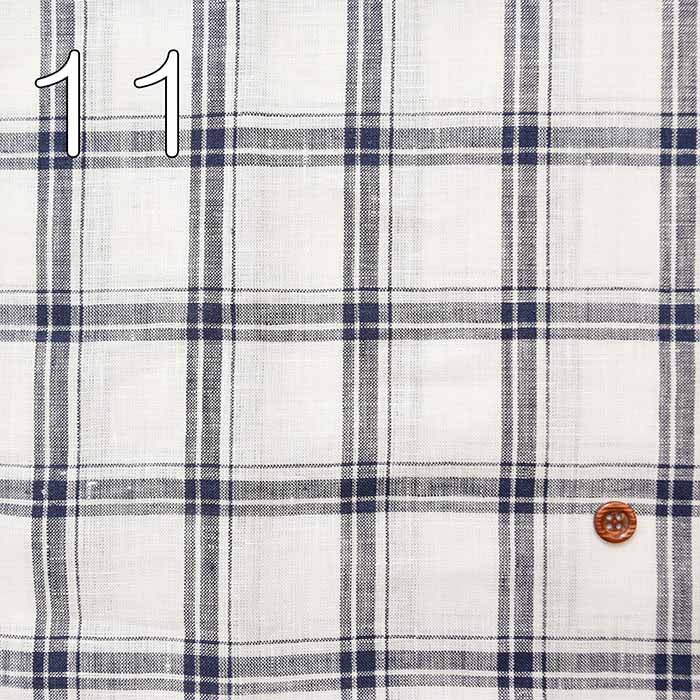 Navy linen check fabric 1 - nomura tailor