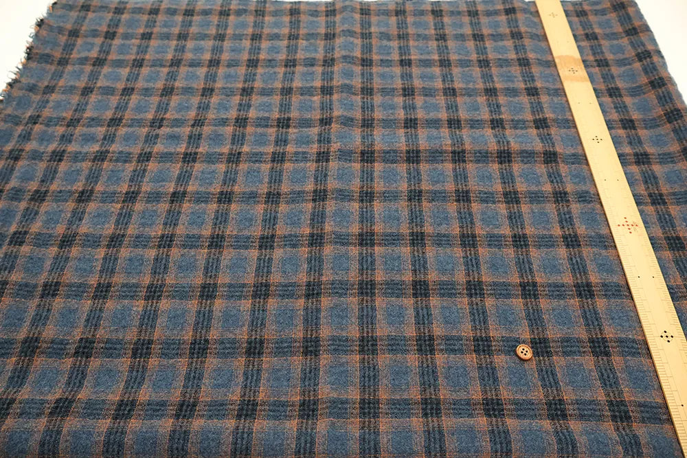 Wool Cotton Stretch Fabric - Check - nomura tailor