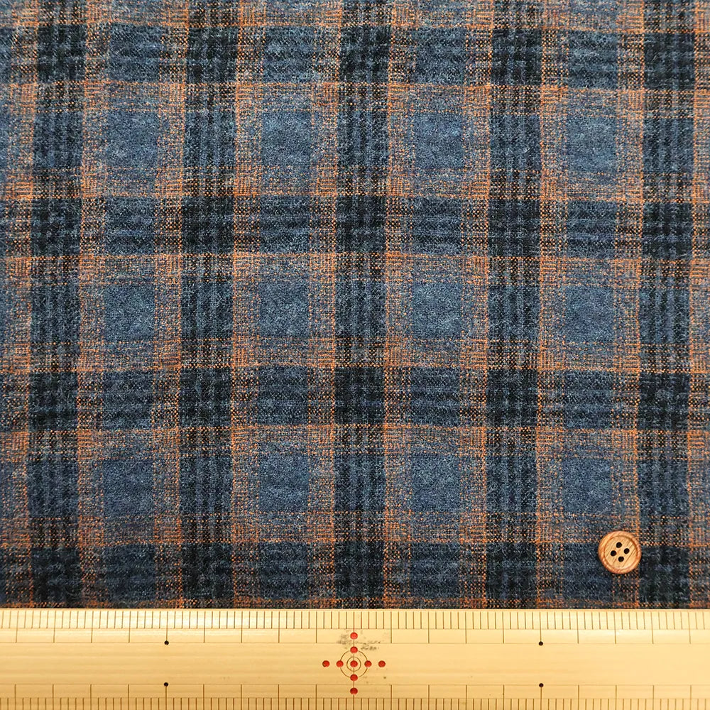 Wool Cotton Stretch Fabric - Check - nomura tailor