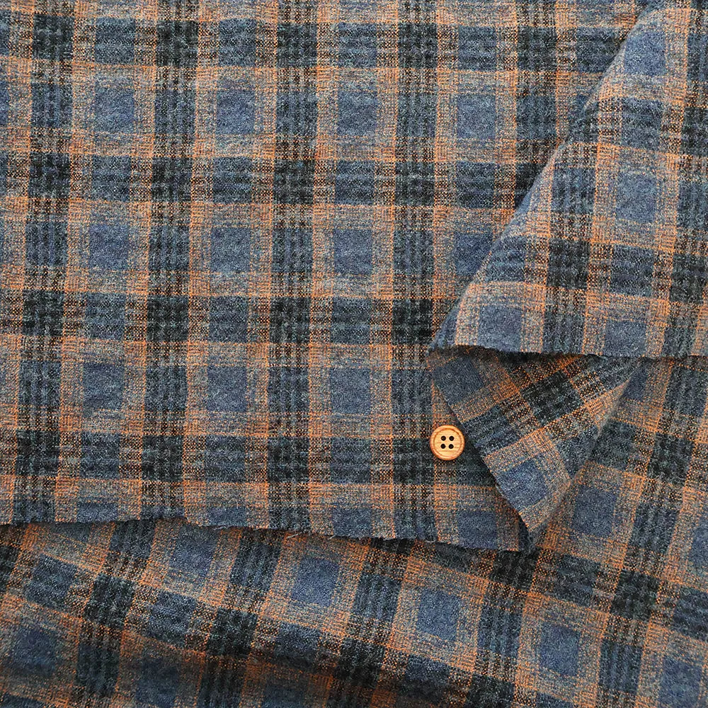 Wool Cotton Stretch Fabric - Check - nomura tailor