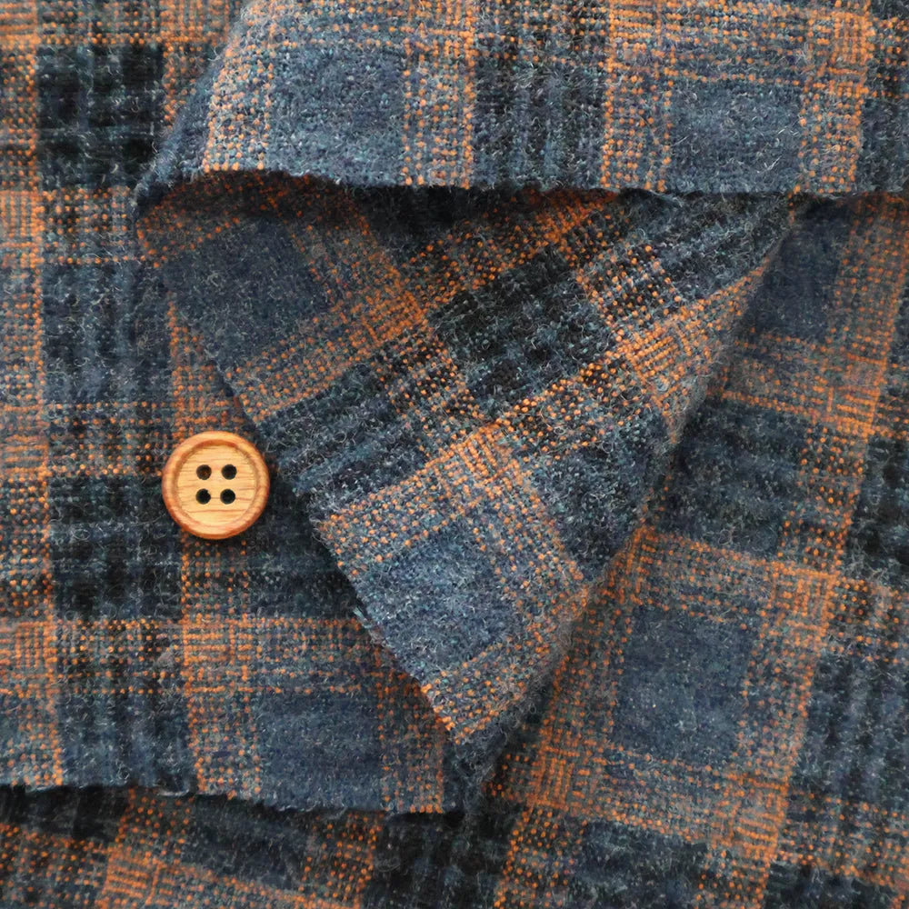 Wool Cotton Stretch Fabric - Check - nomura tailor