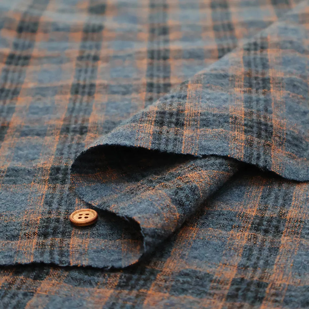 Wool Cotton Stretch Fabric - Check - nomura tailor