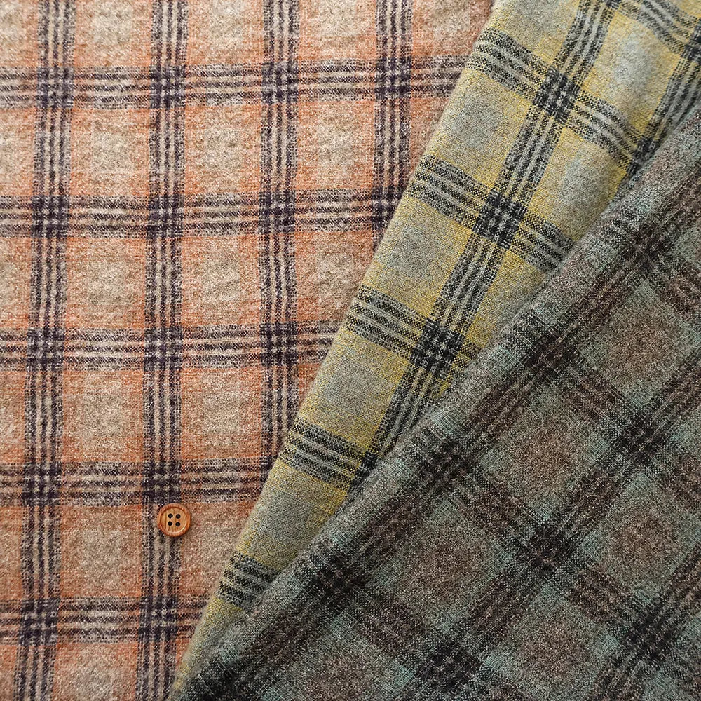 Wool Cotton Stretch Fabric - Check - nomura tailor
