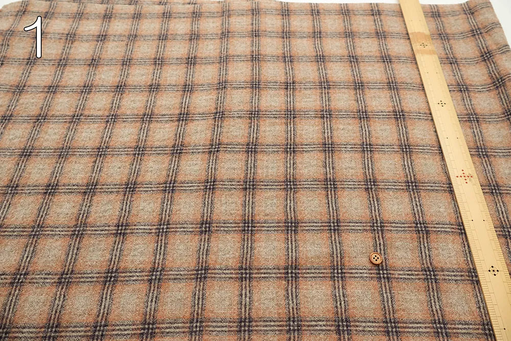 Wool Cotton Stretch Fabric - Check - nomura tailor