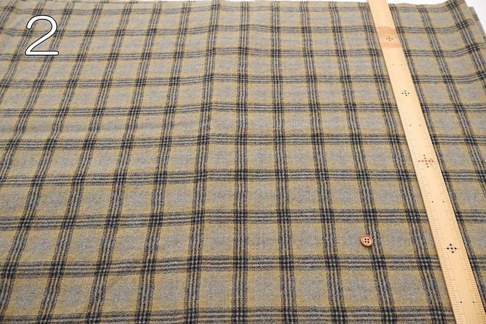 Wool Cotton Stretch Fabric - Check - nomura tailor