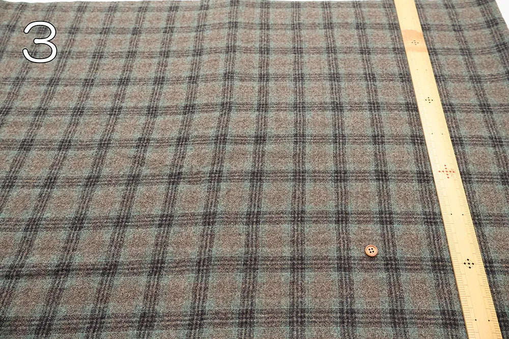 Wool Cotton Stretch Fabric - Check - nomura tailor