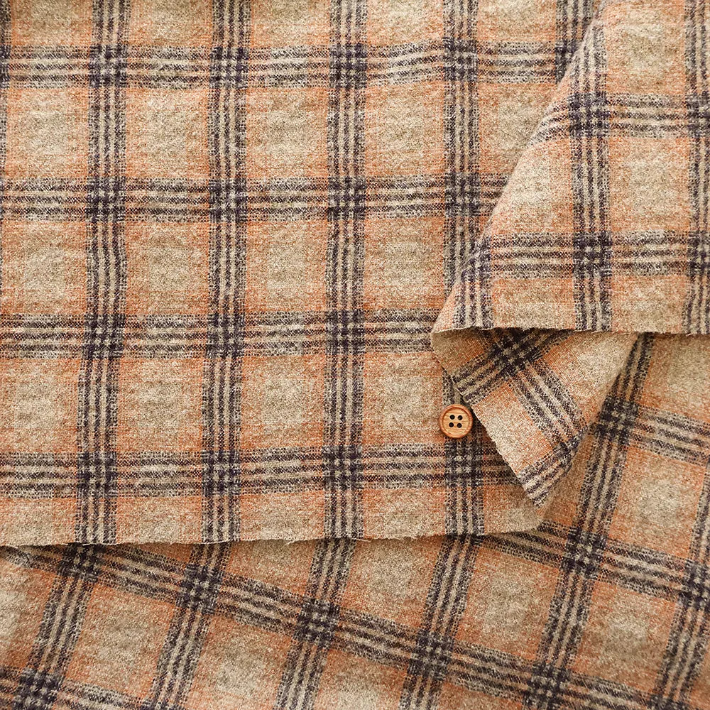 Wool Cotton Stretch Fabric - Check - nomura tailor