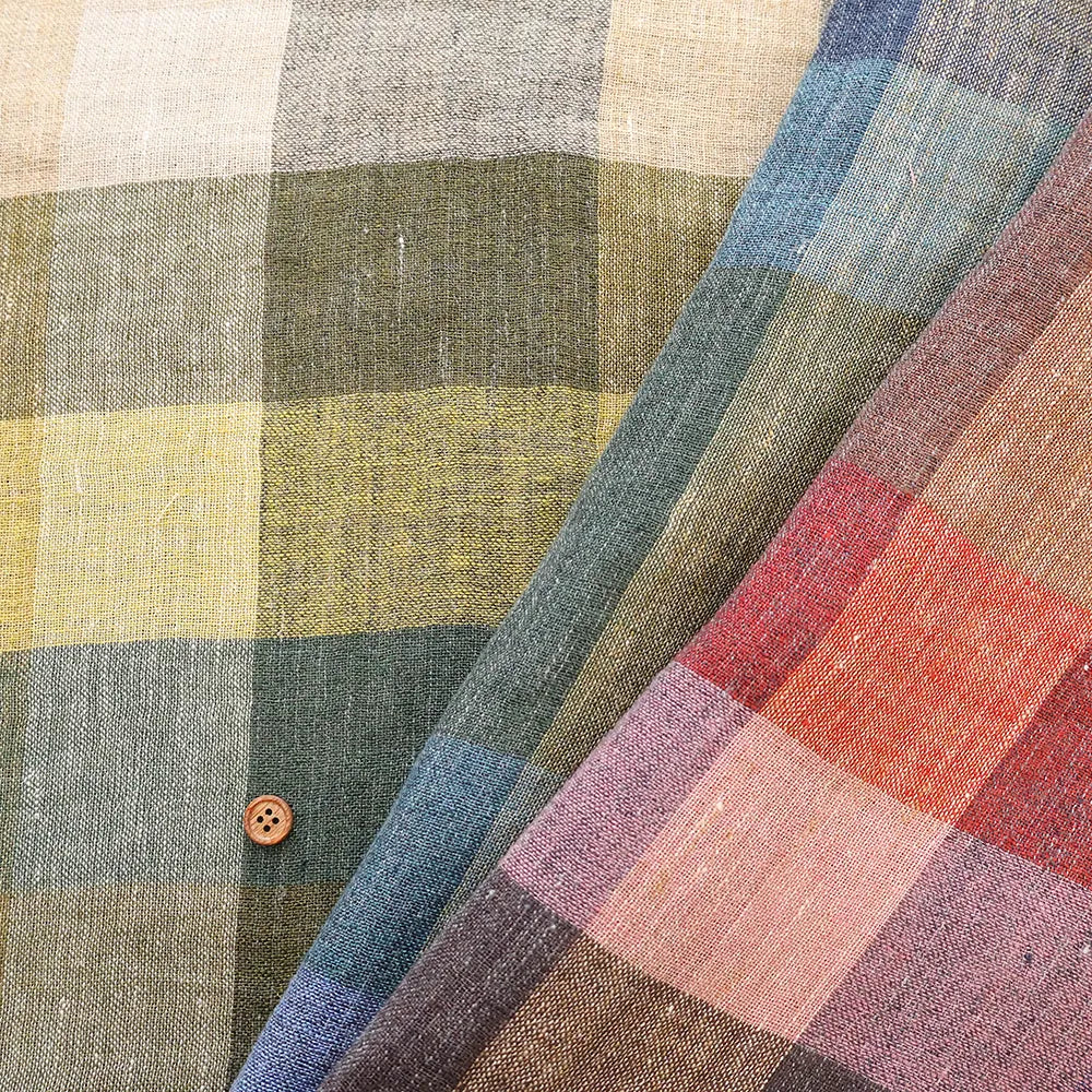Yarn-dyed Linen Check Fabric - nomura tailor