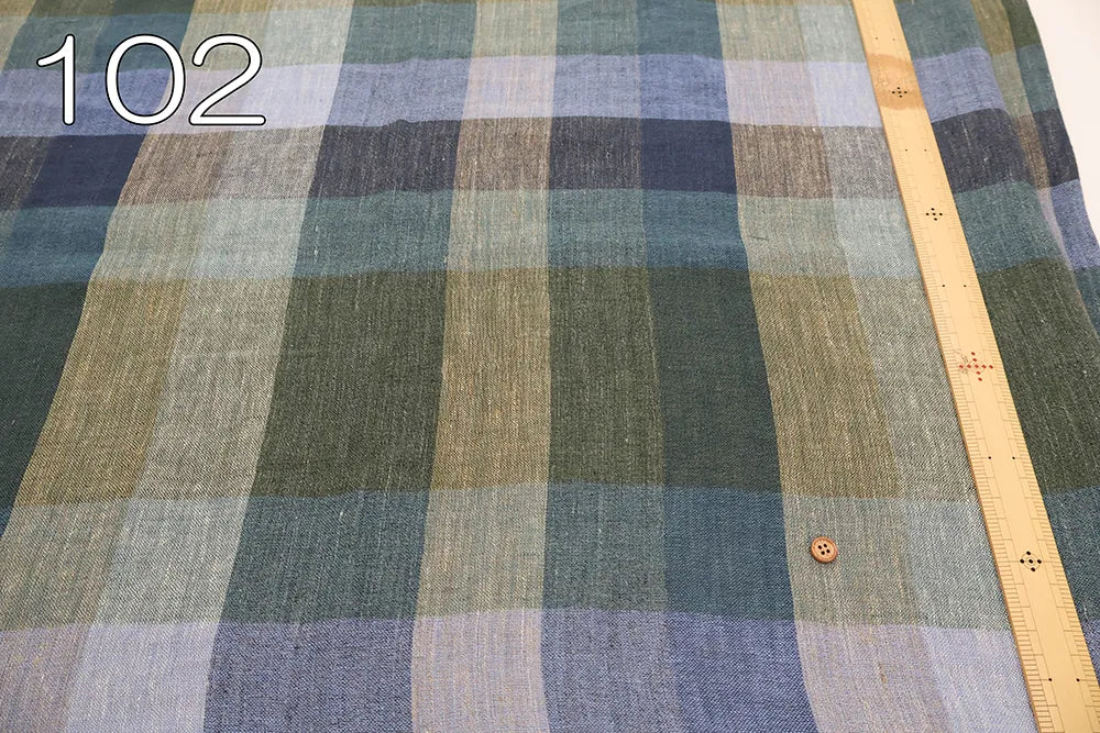Yarn-dyed Linen Check Fabric - nomura tailor