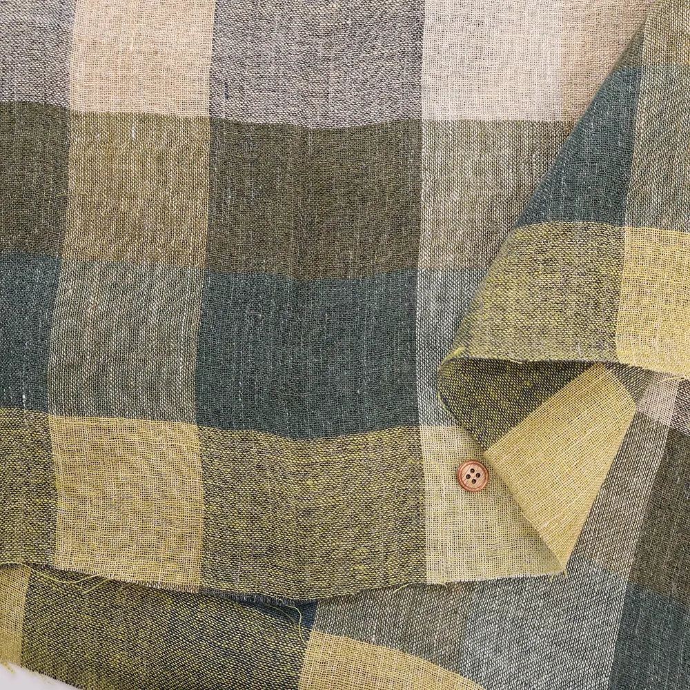 Yarn-dyed Linen Check Fabric - nomura tailor