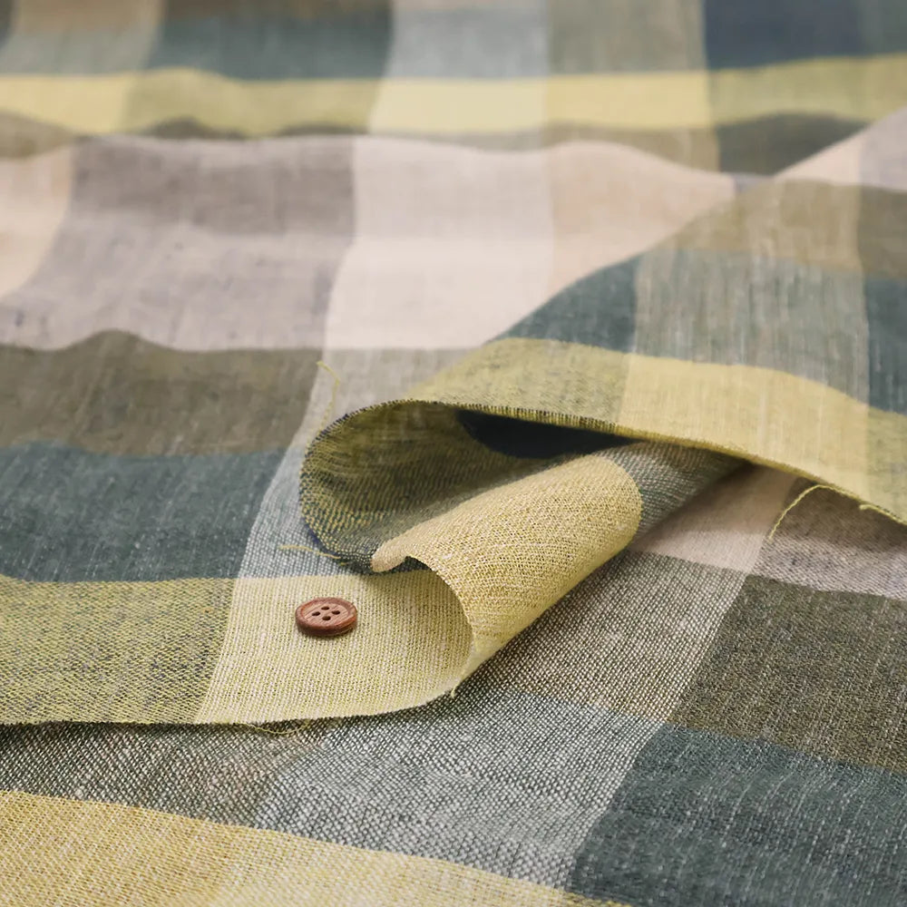 Yarn-dyed Linen Check Fabric - nomura tailor