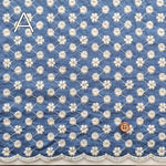 Cotton Indigo Light Denim Embroidery Lace Fabric - nomura tailor