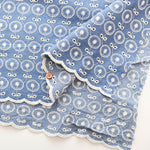 Cotton Indigo Light Denim Embroidery Lace Fabric - nomura tailor
