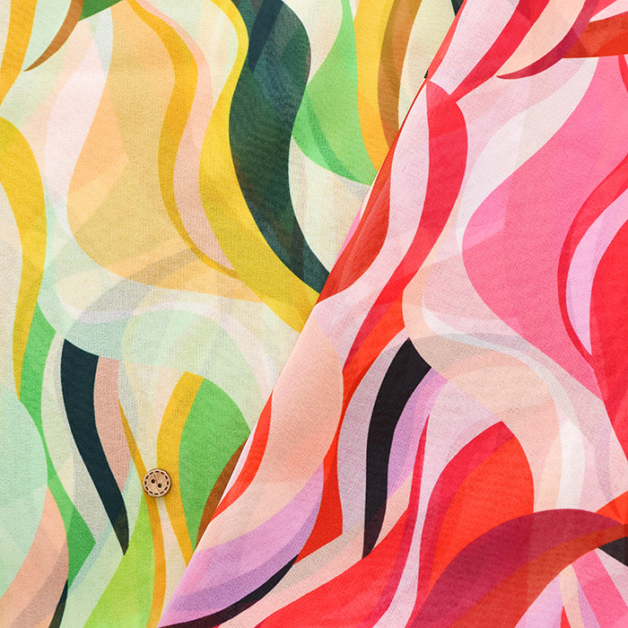 Made in Italy Polyester Georgette Inkjet Printed Fabric Geometric - nomura tailor