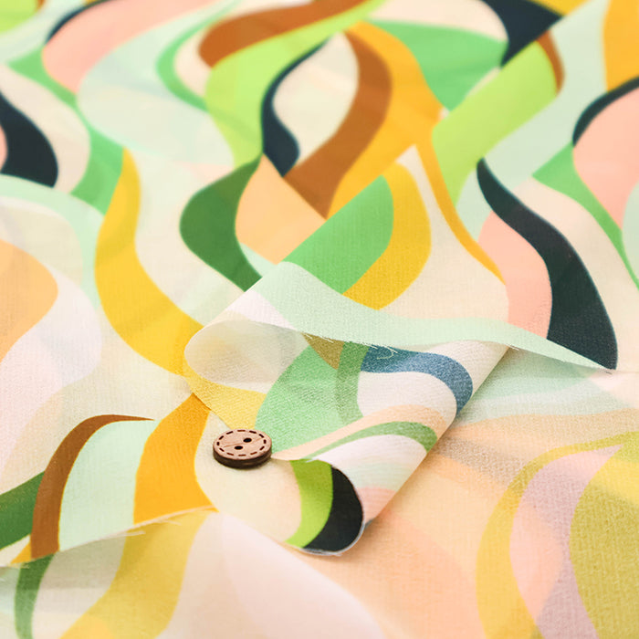 Made in Italy Polyester Georgette Inkjet Printed Fabric Geometric - nomura tailor