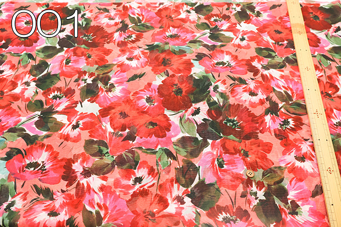 Made in Italy Polyester Georgette Inkjet Printed Fabric - Flower - nomura tailor