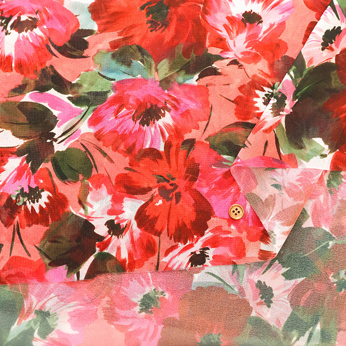 Made in Italy Polyester Georgette Inkjet Printed Fabric - Flower - nomura tailor