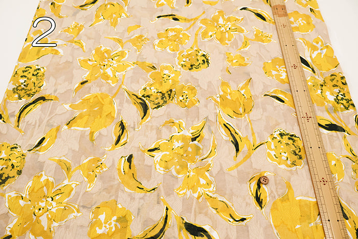 Cotton Cut Jacquard Print Fabric - Flower - nomura tailor