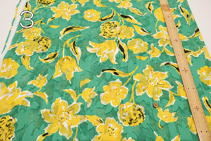 Cotton Cut Jacquard Print Fabric - Flower - nomura tailor