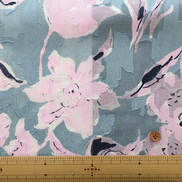 Cotton Cut Jacquard Print Fabric - Flower - nomura tailor