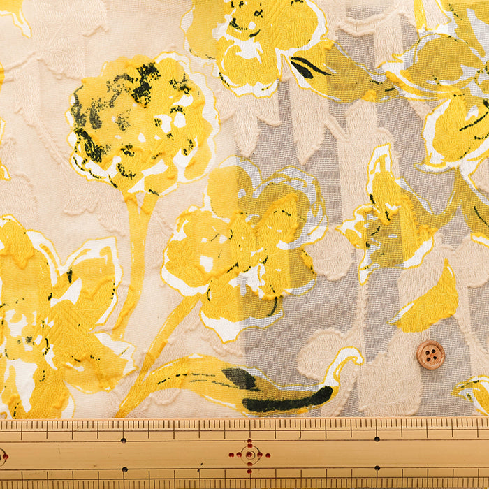 Cotton Cut Jacquard Print Fabric - Flower - nomura tailor