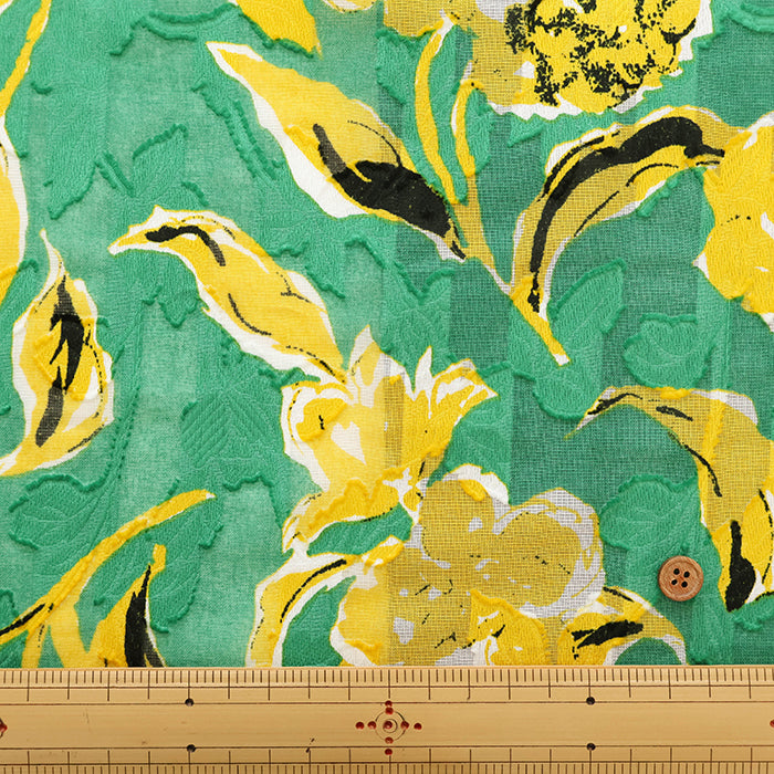 Cotton Cut Jacquard Print Fabric - Flower - nomura tailor
