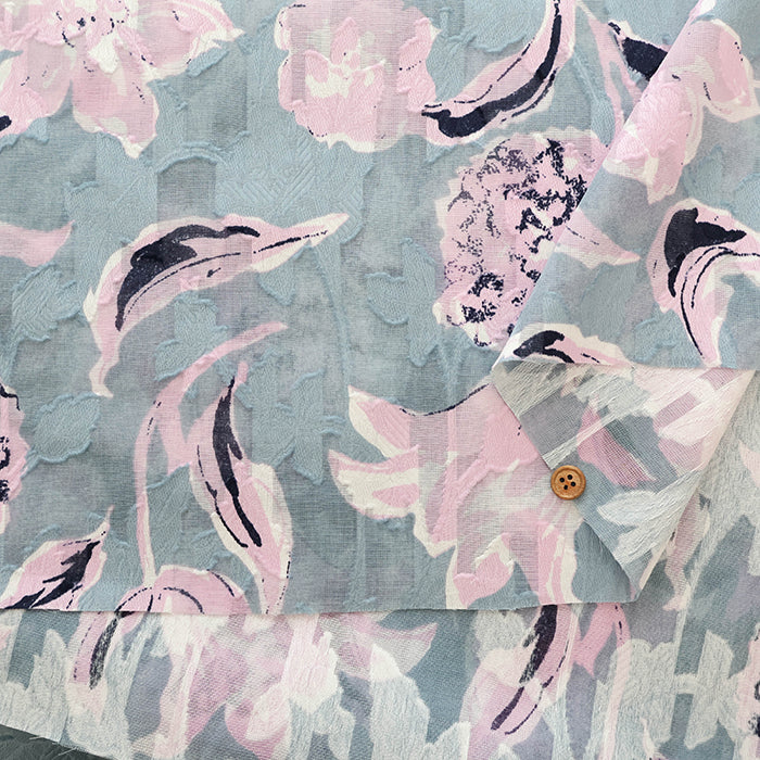 Cotton Cut Jacquard Print Fabric - Flower - nomura tailor