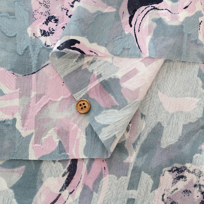 Cotton Cut Jacquard Print Fabric - Flower - nomura tailor