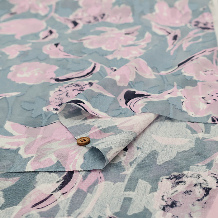 Cotton Cut Jacquard Print Fabric - Flower - nomura tailor