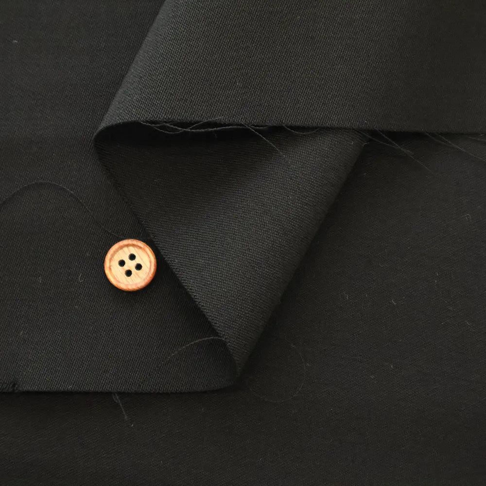 Formal Black Satin-Like Wool Fabric - Plain - nomura tailor