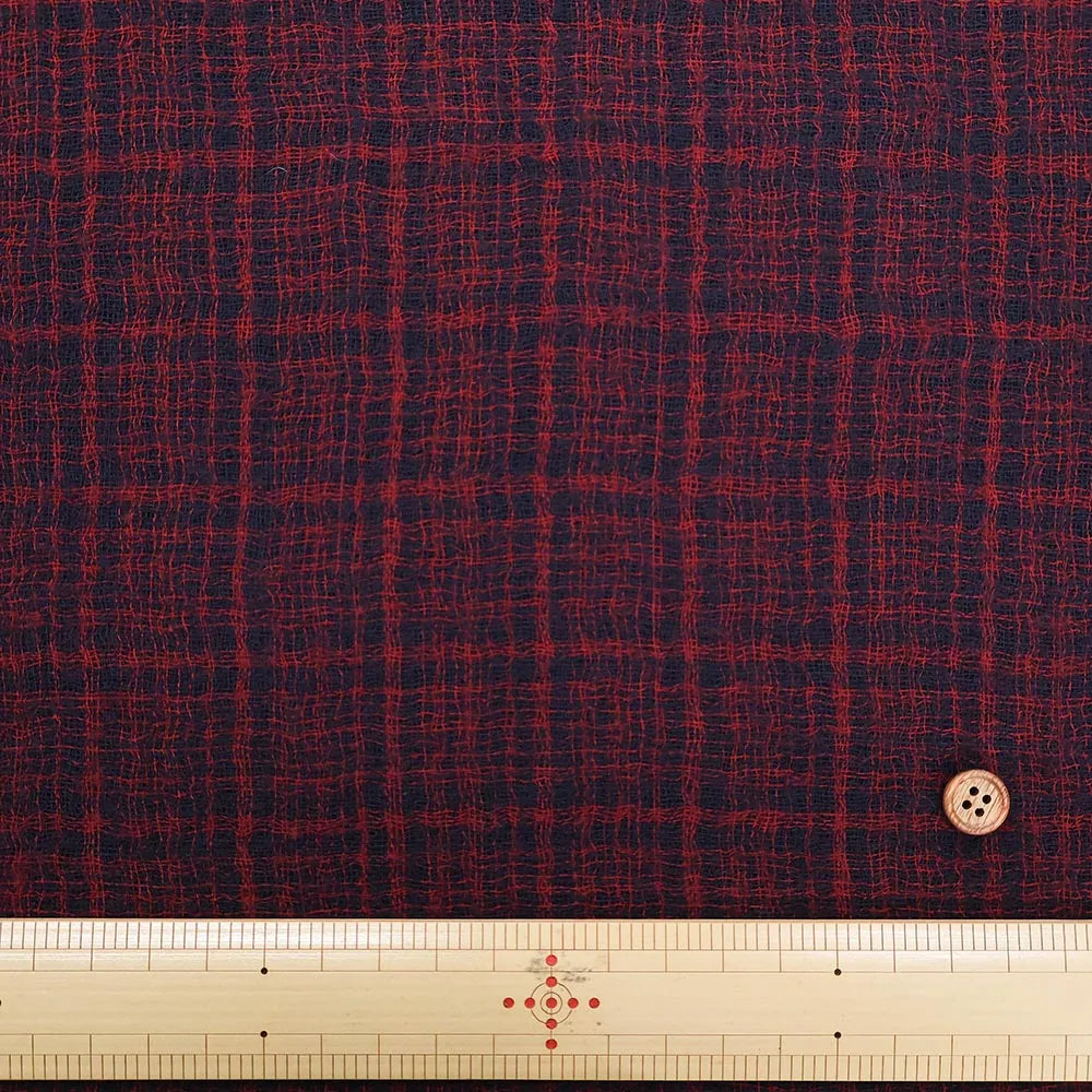 Wool Gauze Double-Faced Fabric - Check - nomura tailor