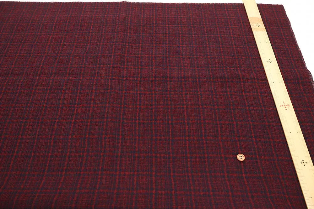 Wool Gauze Double-Faced Fabric - Check - nomura tailor