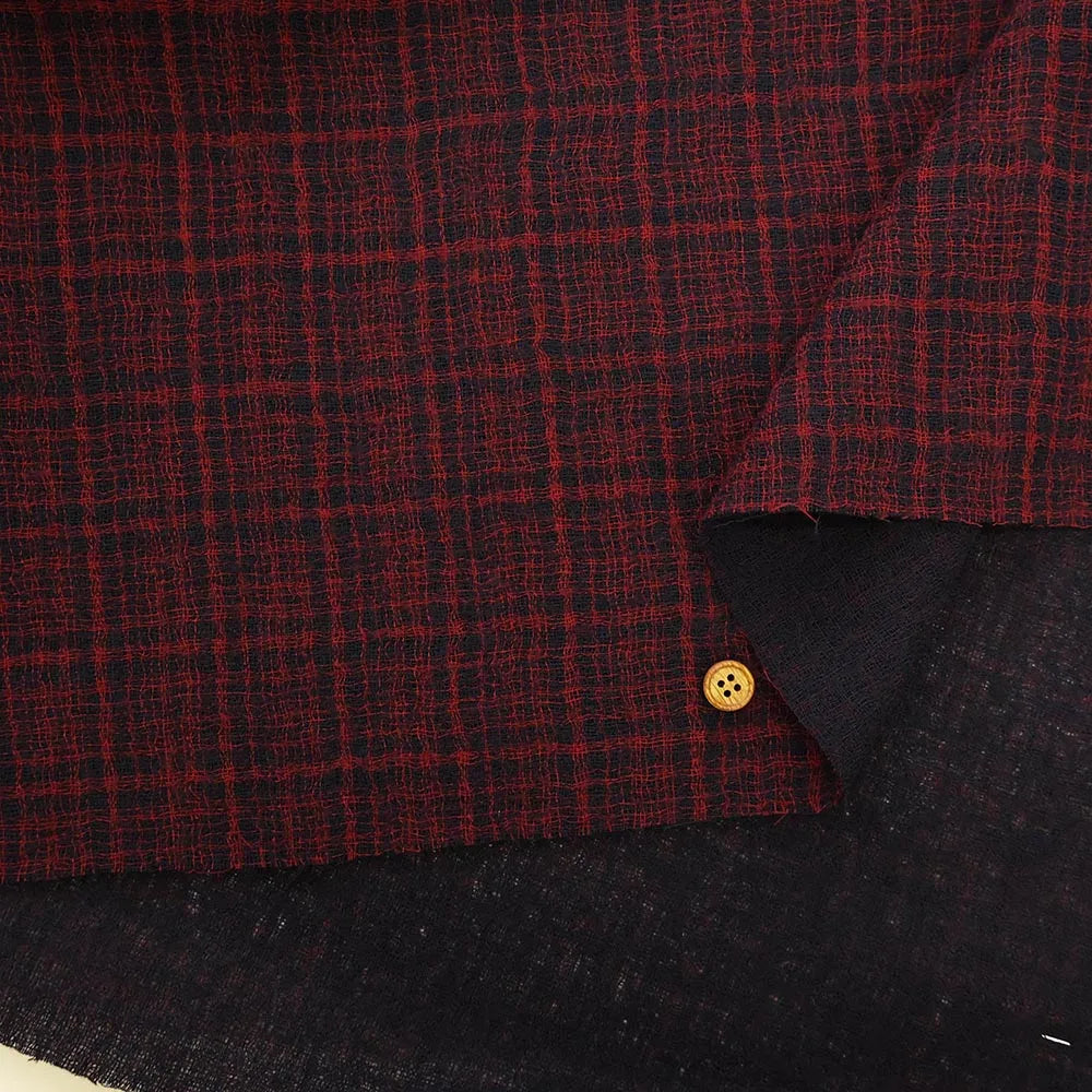 Wool Gauze Double-Faced Fabric - Check - nomura tailor