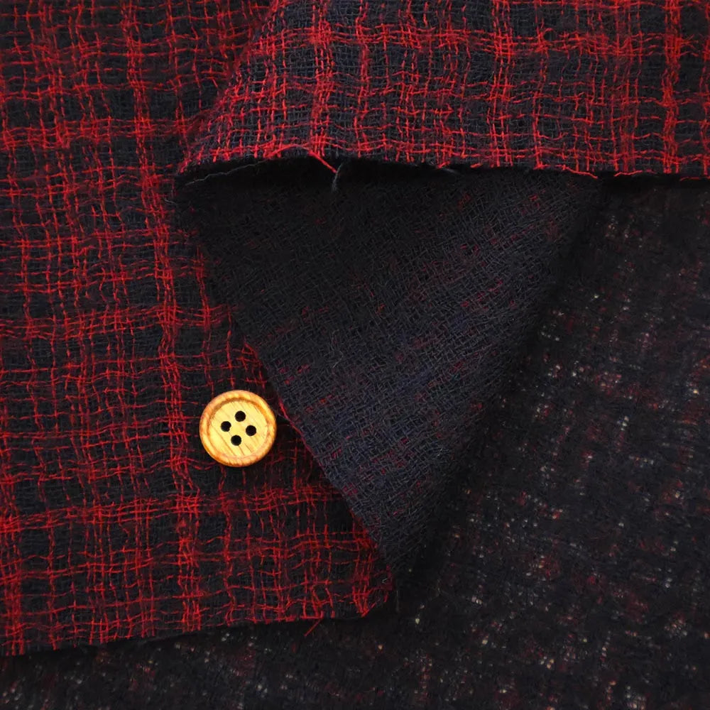 Wool Gauze Double-Faced Fabric - Check - nomura tailor