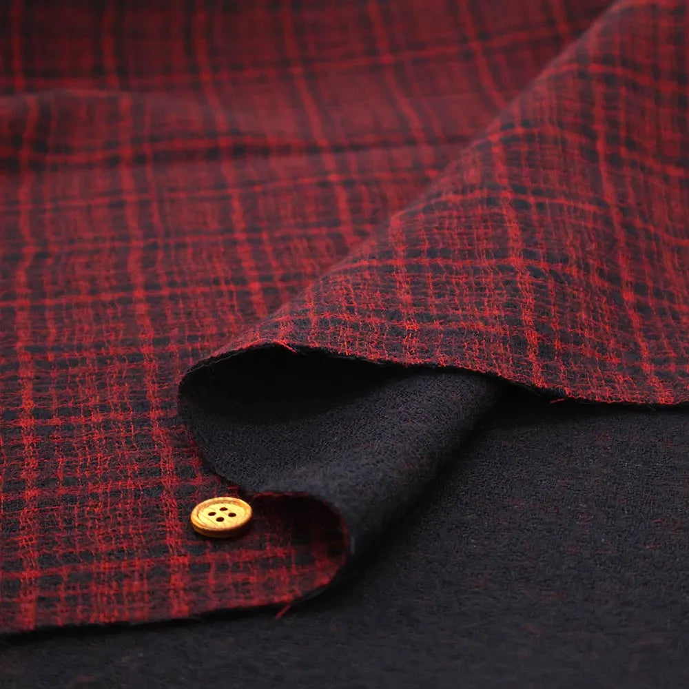 Wool Gauze Double-Faced Fabric - Check - nomura tailor