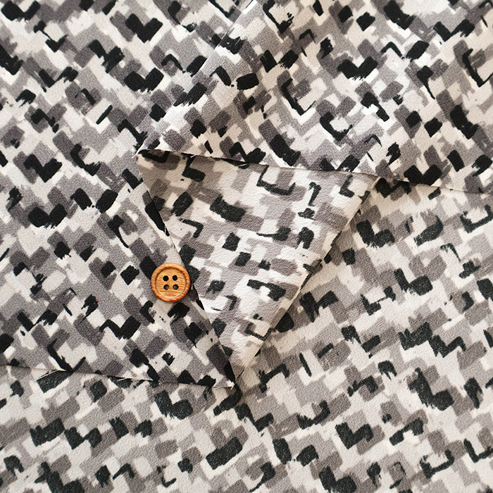 Polyester Antique Crepe de Chine Printed Fabric - Geometric Patterns - nomura tailor