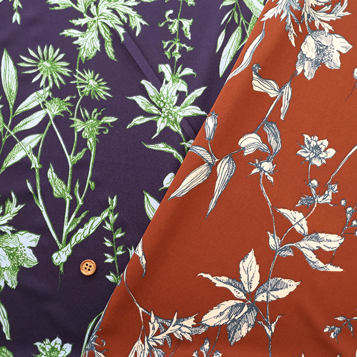 Polyester Smooth Kint Printed Fabric - Art Flower - nomura tailor