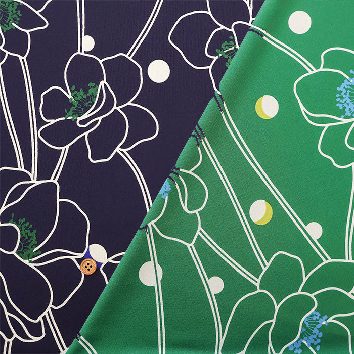 Polyester Smooth Kint Printed Fabric - Line Flower - nomura tailor