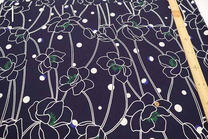 Polyester Smooth Kint Printed Fabric - Line Flower - nomura tailor