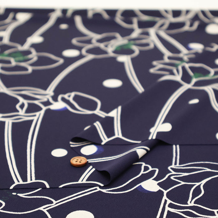 Polyester Smooth Kint Printed Fabric - Line Flower - nomura tailor