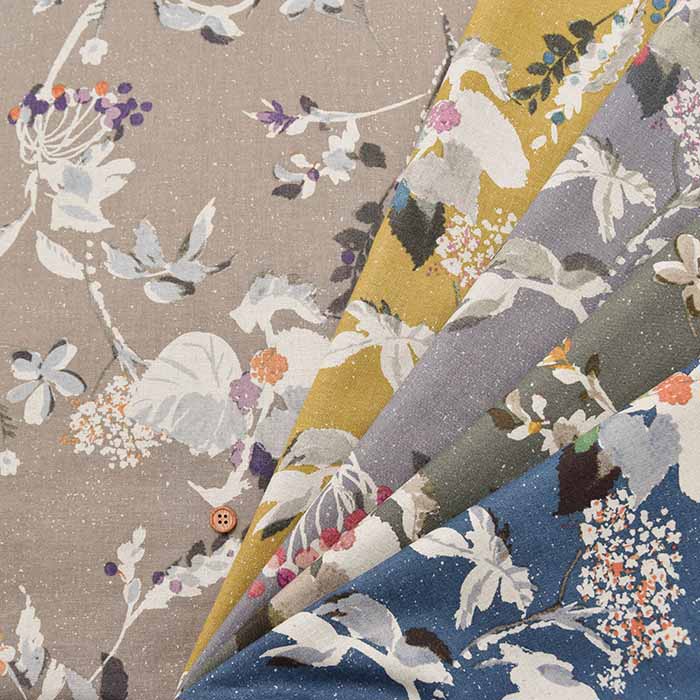 Half linen printed fabric Botanical - nomura tailor