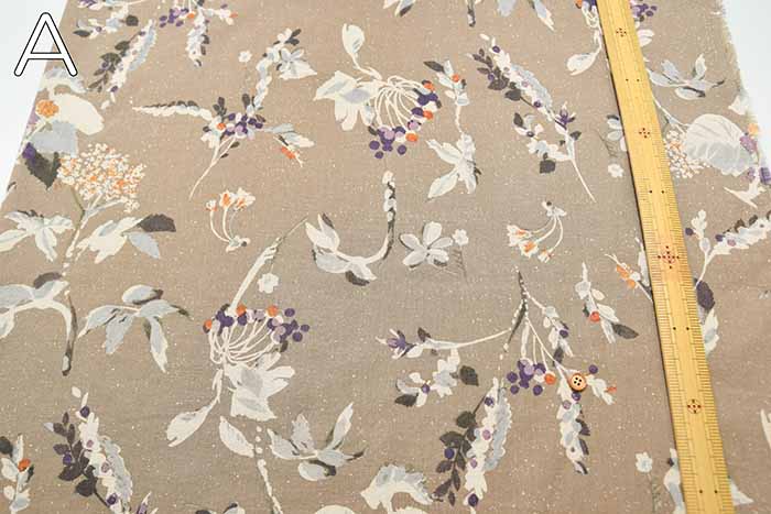 Half linen printed fabric Botanical - nomura tailor