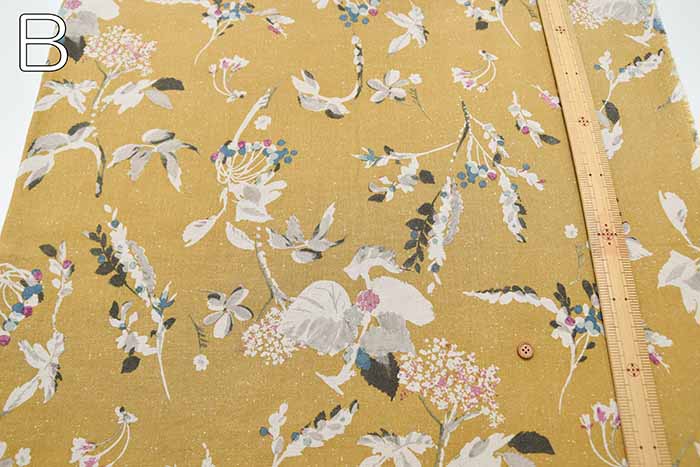 Half linen printed fabric Botanical - nomura tailor